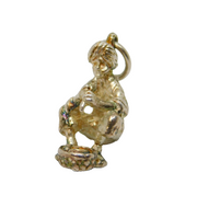 Sterling Silver Snake Charmer Charm Pendant Vintage c1970