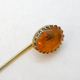 Victorian Sterling Silver Gilt & Topaz Set Stick Pin Antique c1880s