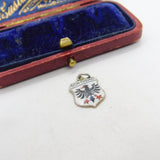 Sterling Silver and Enamel Dortmund Travel Shield Charm Pendant Vintage c1970