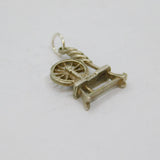 Sterling Silver Spinning Wheel Charm Pendant Vintage c1970s