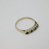 Sterling Silver 4 Sapphire & 3 Spinel Half Eternity Ring Vintage c1970 Size V