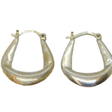Pair of Sterling Silver Angled Huggie Hoop Earrings Vintage c1970