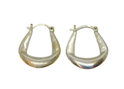 Pair of Sterling Silver Angled Huggie Hoop Earrings Vintage c1970