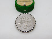 Victorian Sterling Silver Fronted Floral Pattern Aesthetic Brooch Antique c1880