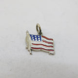 Sterling Silver Enamel USA Flag Charm Pendant Vintage c1970s