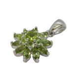 Sterling Silver & Peridot Set Floral Drop Pendant Vintage c1990s