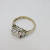 Sterling Silver Sparkling 3 CZ Dress Band Ring Vintage c1990 Size M