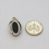 Sterling Silver Baltic Amber Ellipse Shape Drop Pendant Vintage c1970