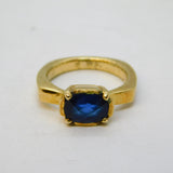 Sterling Silver Gilt & Blue Hardstone Set Dress Ring Vintage c1990s