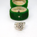 Sterling Silver Modern Multi Crystal Set Split BandRing Vintage c1970 Size K 1/2