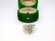 Sterling Silver Modern Multi Crystal Set Split BandRing Vintage c1970 Size K 1/2