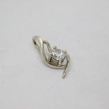 Sterling Silver CZ Curvy Abstract Heart Drop Charm Pendant Vintage c1990