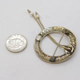 Studio Jewellery Sterling Silver & Pearl Set Circular Drop Brooch Vintage