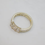 Sterling Silver Channel Set CZ & Princess Cut Eternity Ring Modern c1990 Size V