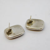 Studio Pair of Sterling Silver Baltic Amber Set Stud Earrings Vintage c1970s