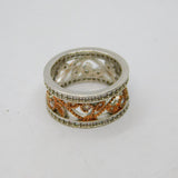 Sterling Silver Two Tone CZ Set Swirly Pattern Dress Ring Vintage c2000 Size K