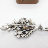 Sterling Silver Marcasite Set Floral Art Deco Style Brooch 1964 Birmingham