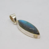 Sterling Silver Cabochon Labradorite Ellipse Studio Pendant Vintage c1990s
