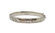 Sterling Silver Floral Pattern Hingled Bangle Bracelet Vintage 1959 Birmingham