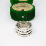 Sterling Silver Wide Triple Band Open Ring Vintage c1970 Size O