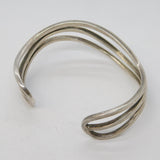 Sterling Silver Wave Pattern Bangle Bracelet Vintage c1970s