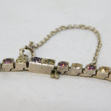 20th Century Sterling Silver & Pink-White Paste Set Tennis Bracelet Antique