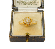 18ct Yellow Gold Diamond Set Daisy Cluster Ring Antique 1913 Birmingham