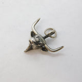 Sterling Silver Buffalo Head Charm Pendant Vintage c1970s