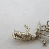 Sterling Silver Highland Dancer in Bagpipes Charm Pendant Vintage c1970