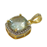 Sterling Silver Gilt, Cushion Cut Citrine Drop Pendant Vintage c1990s
