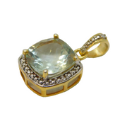 Sterling Silver Gilt, Cushion Cut Citrine Drop Pendant Vintage c1990s