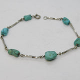 Sterling Silver & Turquoise Set Studio Bracelet Vintage c1970s