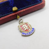 Sterling Silver & Enamel Jersey Shield Charm Pendant Vintage c1970