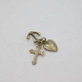 Sterling Silver 'Faith, Hope & Charity' Cluster Charm Pendant Vintage c1970s
