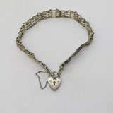 Sterling Silver Gate Link Heart Lock Charm Bracelet Vintage 1980 London