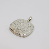 Sterling Silver Patterned & Textured Squared Locket Pendant Vintage c1970