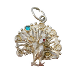 Sterling Silver Peacock Charm Pendant Vintage c1970