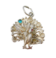 Sterling Silver Peacock Charm Pendant Vintage c1970