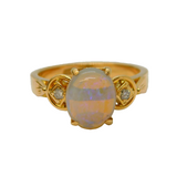 Edwardian Boxed 18ct Gold, Opal & Diamond Dress Ring Antique c1910