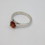 Sterling Silver Faceted Garnet Solitaire Dress Ring Vintage c1970 Size N 1/2