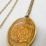 Sterling Silver Gilt Floral Pattern Pendant Necklace Vintage London 1980