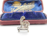 Sterling Silver Sewing Spinning Wheel Charm Pendant Vintage c1970
