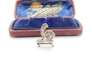 Sterling Silver Sewing Spinning Wheel Charm Pendant Vintage c1970