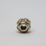 Sterling Silver Pink Enamel Heart Charm Bead For Bracelet Vintage c2000