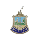 Sterling Silver 'Masham" Travel Shield Souvenir Charm Pendant Vintage c1970