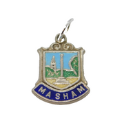 Sterling Silver 'Masham" Travel Shield Souvenir Charm Pendant Vintage c1970