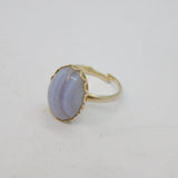 Sterling Silver Blue Lace Agate Adjustable Dress Ring Vintage c1970 Size O 1/2