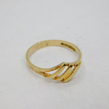 Gold On Sterling Silver Diagonal Stripes Dress Ring Vintage c1970 Size K 1/2