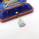 Sterling Silver and Enamel Fowey Travel Shield Charm Pendant Vintage c1970