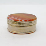 Victorian Silver Plated & Red Banded Agate Pill Box Antique c1840s